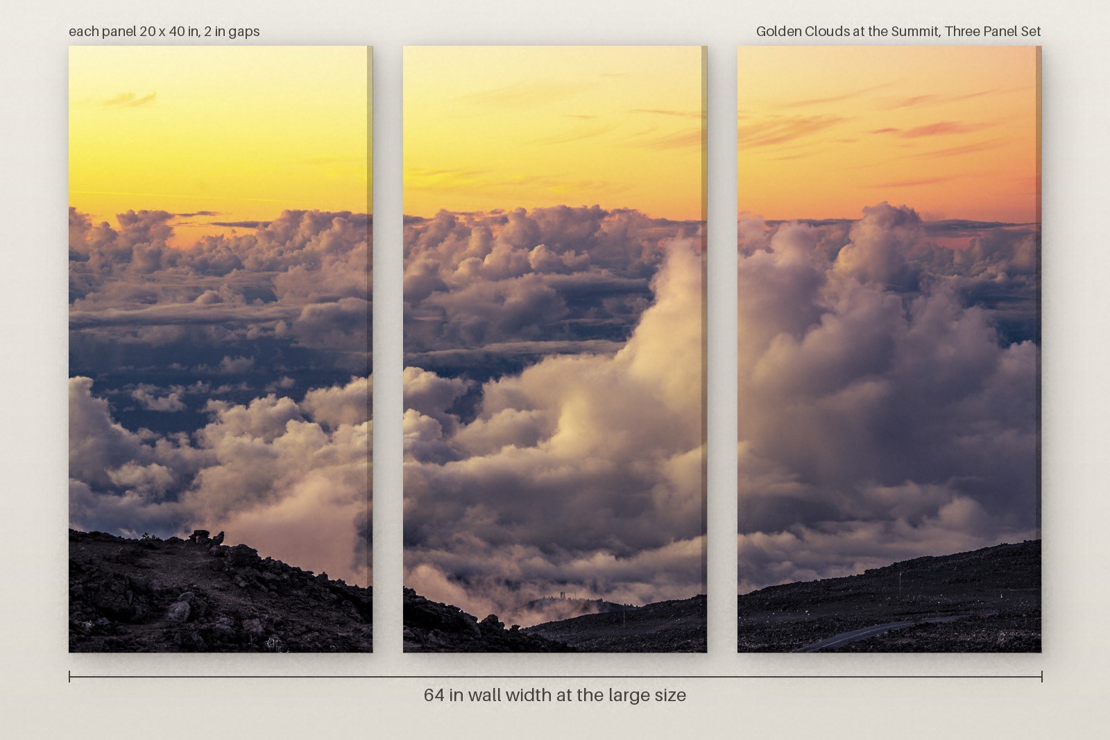 Golden Clouds at the Summit, Three Panel Set - Image 2