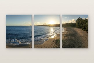 Sunrise on the Shore, a three panel set from the From Summit Light to Sacred Sea collection. Photographed in Hawaii.